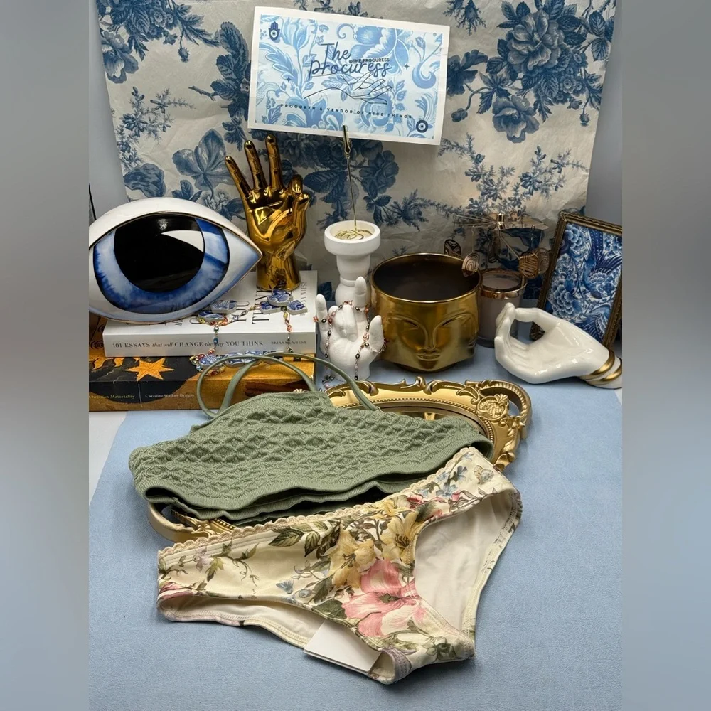 🆕 ZIMMERMANN KIDS 🧿 NWOT Waverly Knit Bandeau Bikini, Mismatched Floral Sz 10Y - Picture 2 of 14